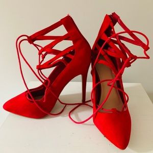 Strap Up Red Heels
